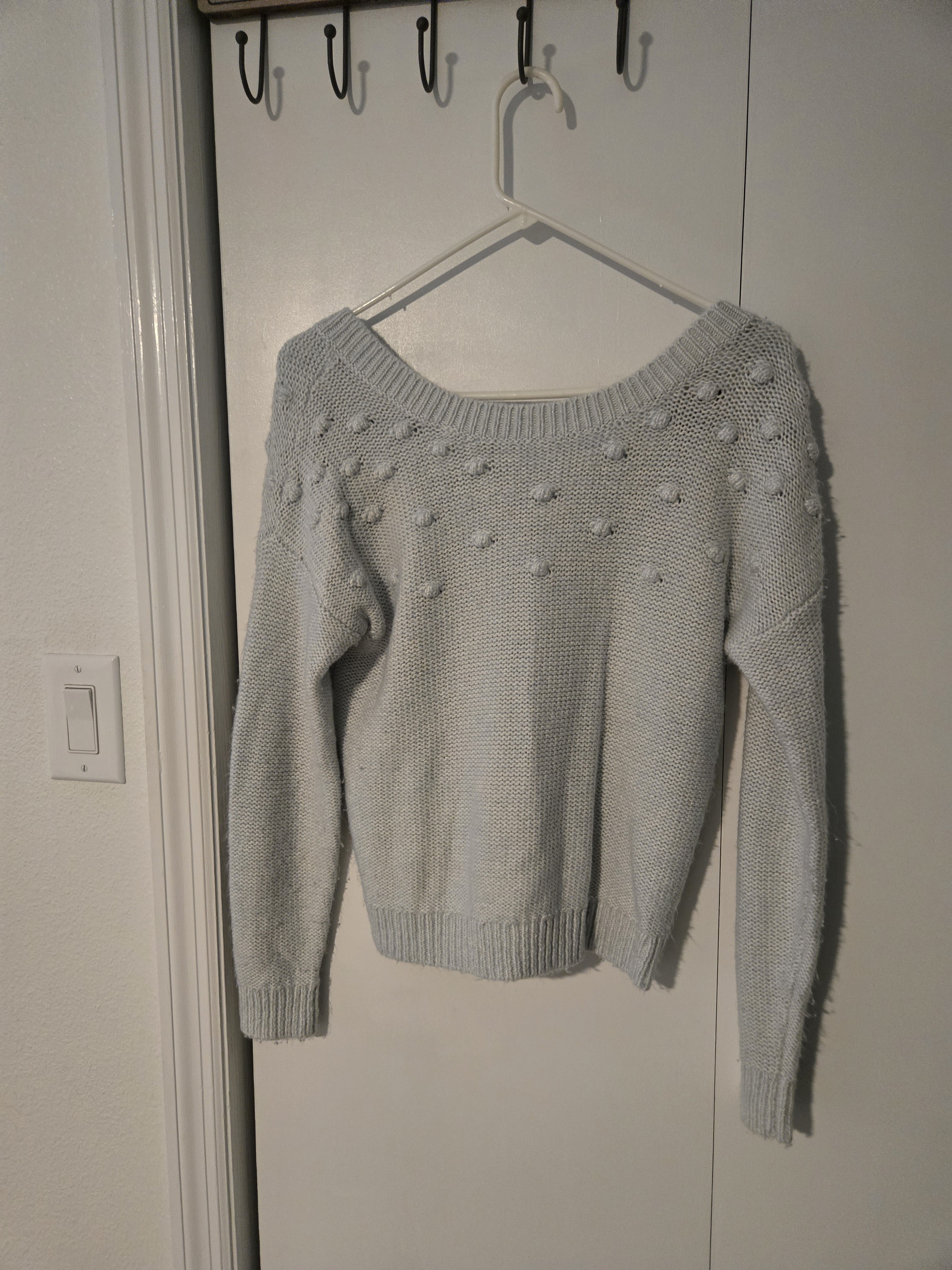 Abercrombie & Fitch Light Blue Pom-Pom Knit Sweater
